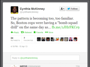 Boston Marathon Cynthia McKinney