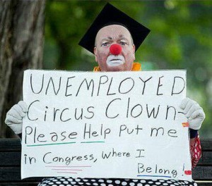 funny circus clown unemployed