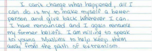 Mohamed mohamud letter renounce extremism