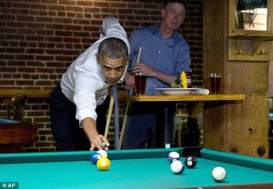 President Obama plays pool with Colorado Governor John Hickenlooper but is being criticized for not taking the time to go to the border while on his visit to Texas.